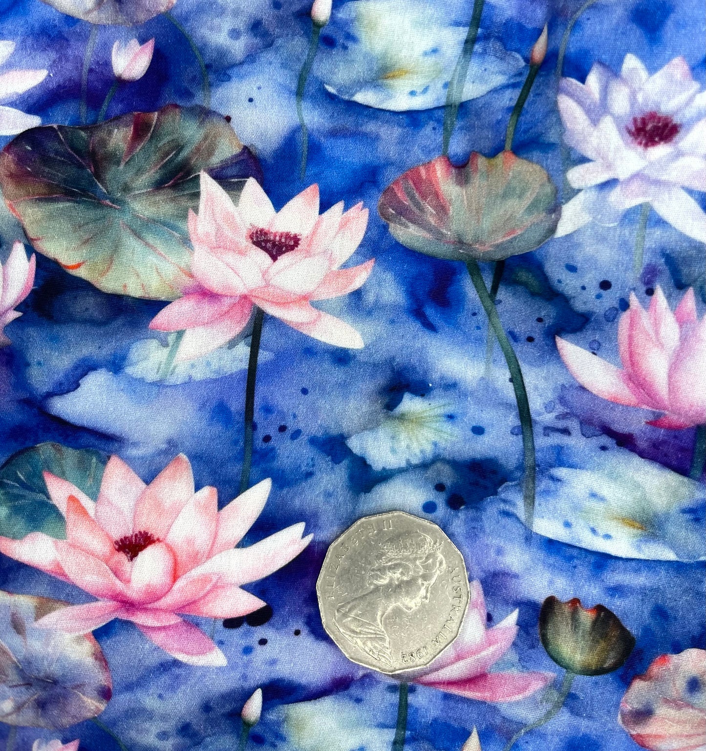 Lilypads and Flowers on Deep Blues