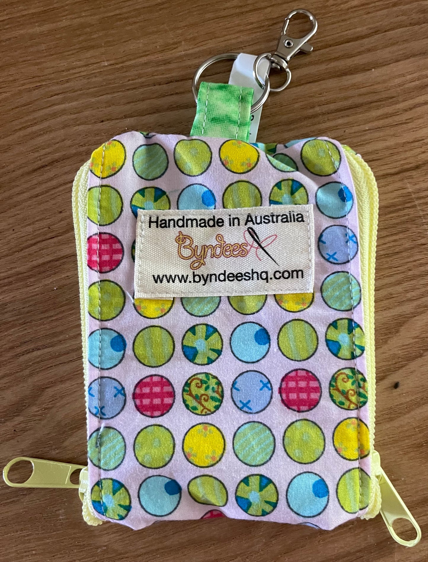 2 Pocket Zipper Keychain Purse - Dots & Bright Patterns