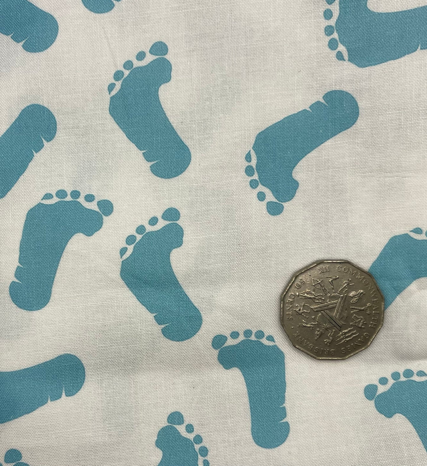 Blue Footprints on White