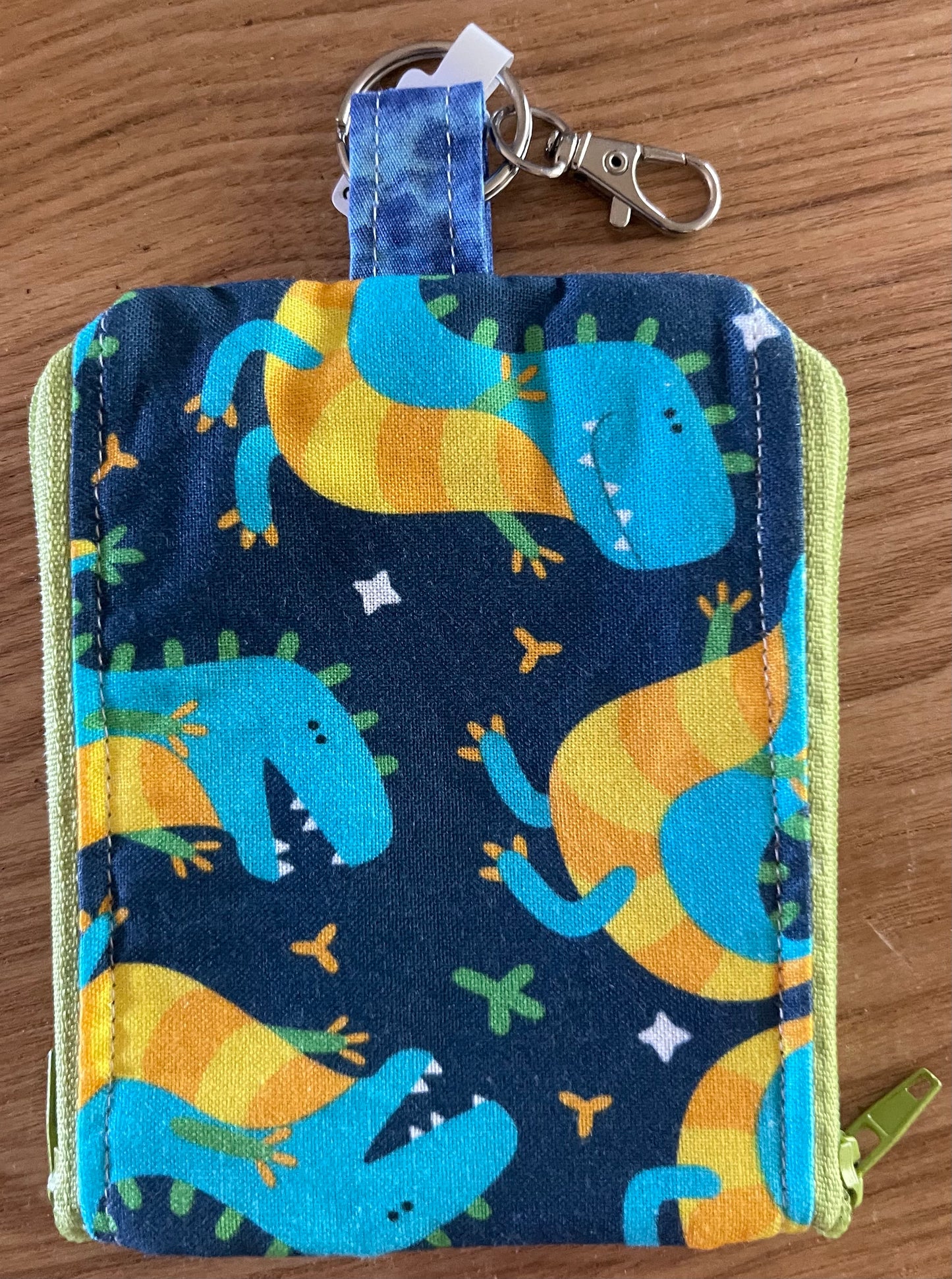 2 Pocket Zipper Keychain Purse - Black & White Paisley