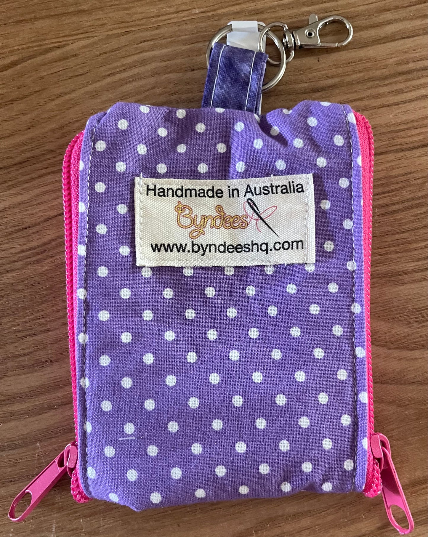 2 Pocket Zipper Keychain Purse - Dots & Bright Patterns