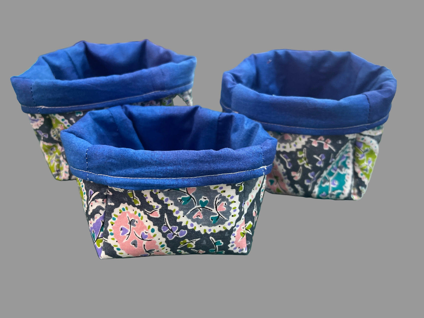 Fabric Boxes - Blue Paisley with Blue Lining