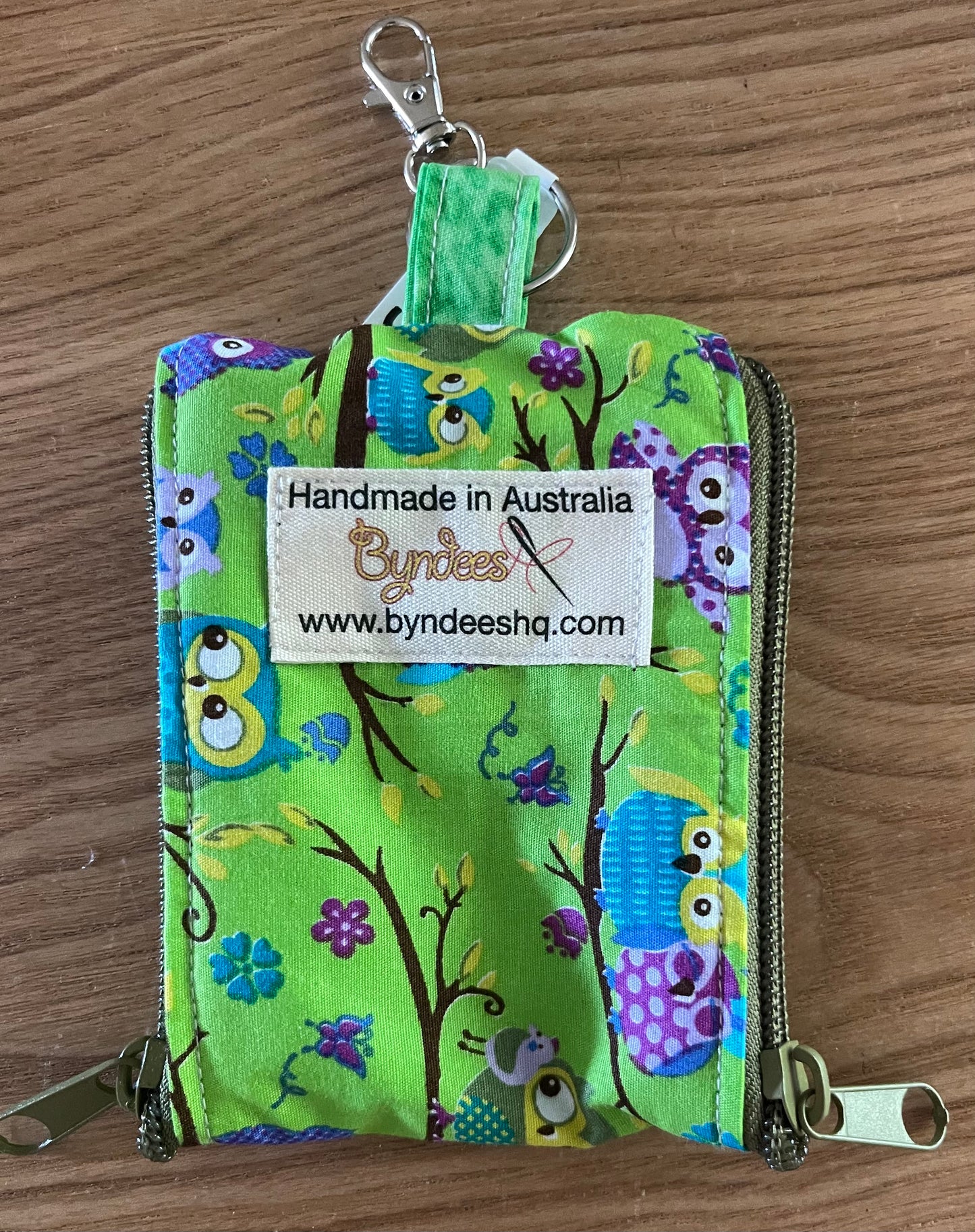 2 Pocket Zipper Keychain Purse - Owls, Ladybug & Hearts