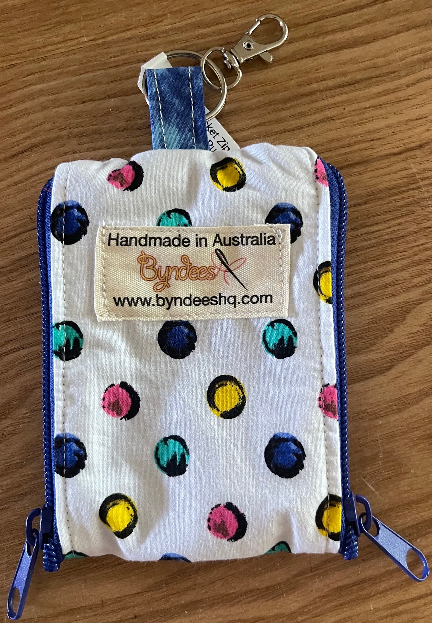 2 Pocket Zipper Keychain Purse - Dots & Bright Patterns