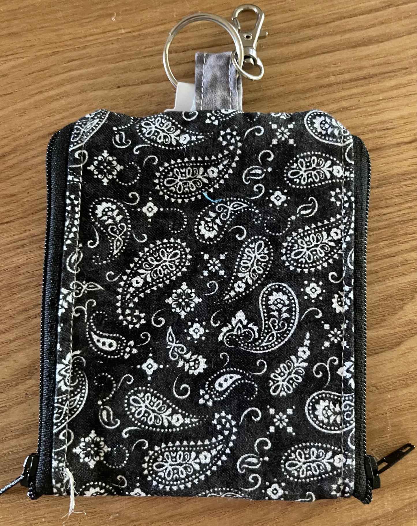 2 Pocket Zipper Keychain Purse - Paisley