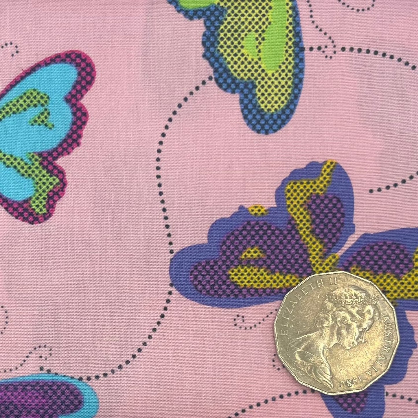 Coloured Butterflies on Pink