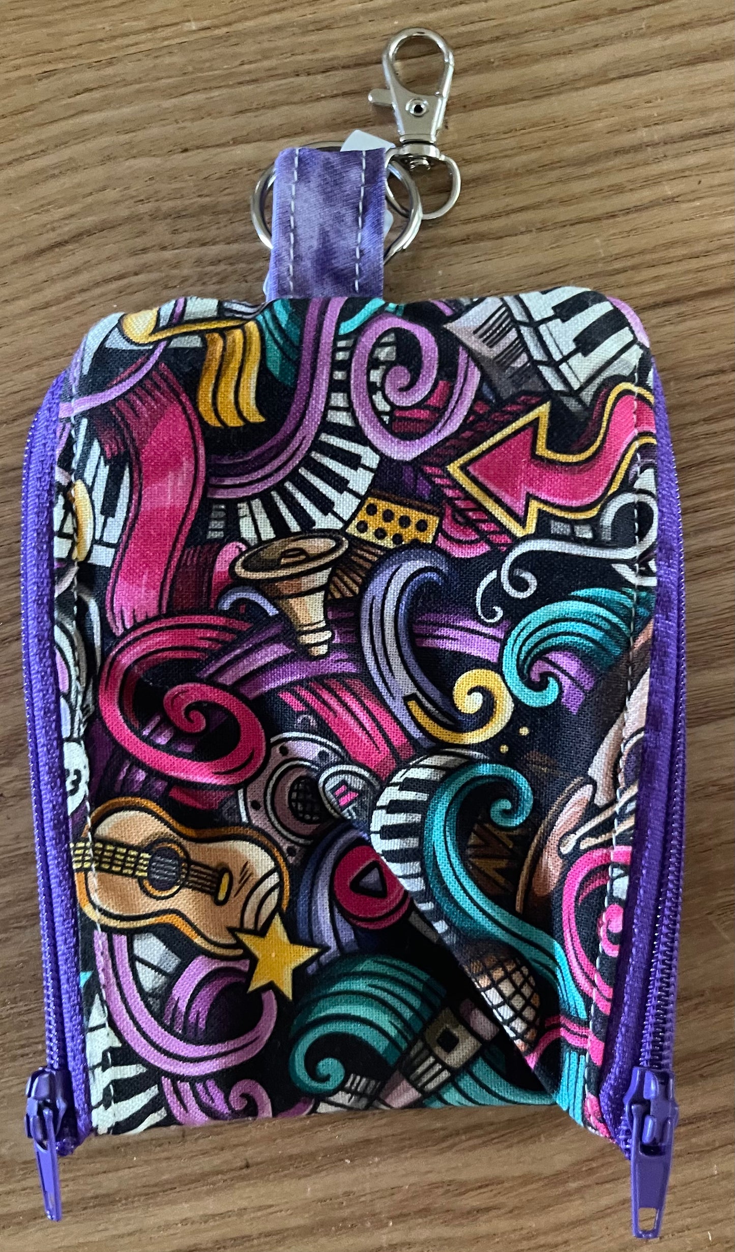2 Pocket Zipper Keychain Purse - Dots & Bright Patterns
