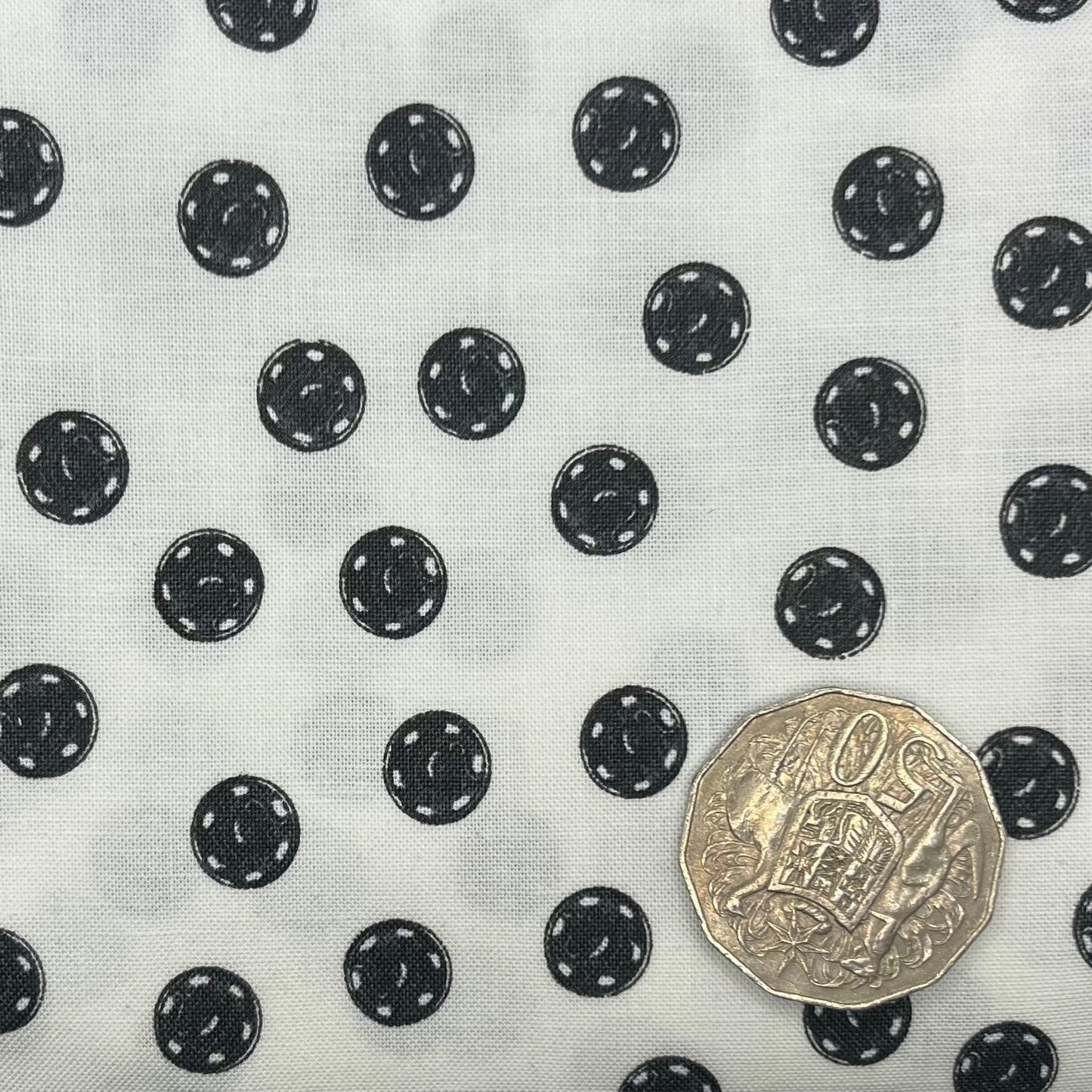 White with Black Buttons