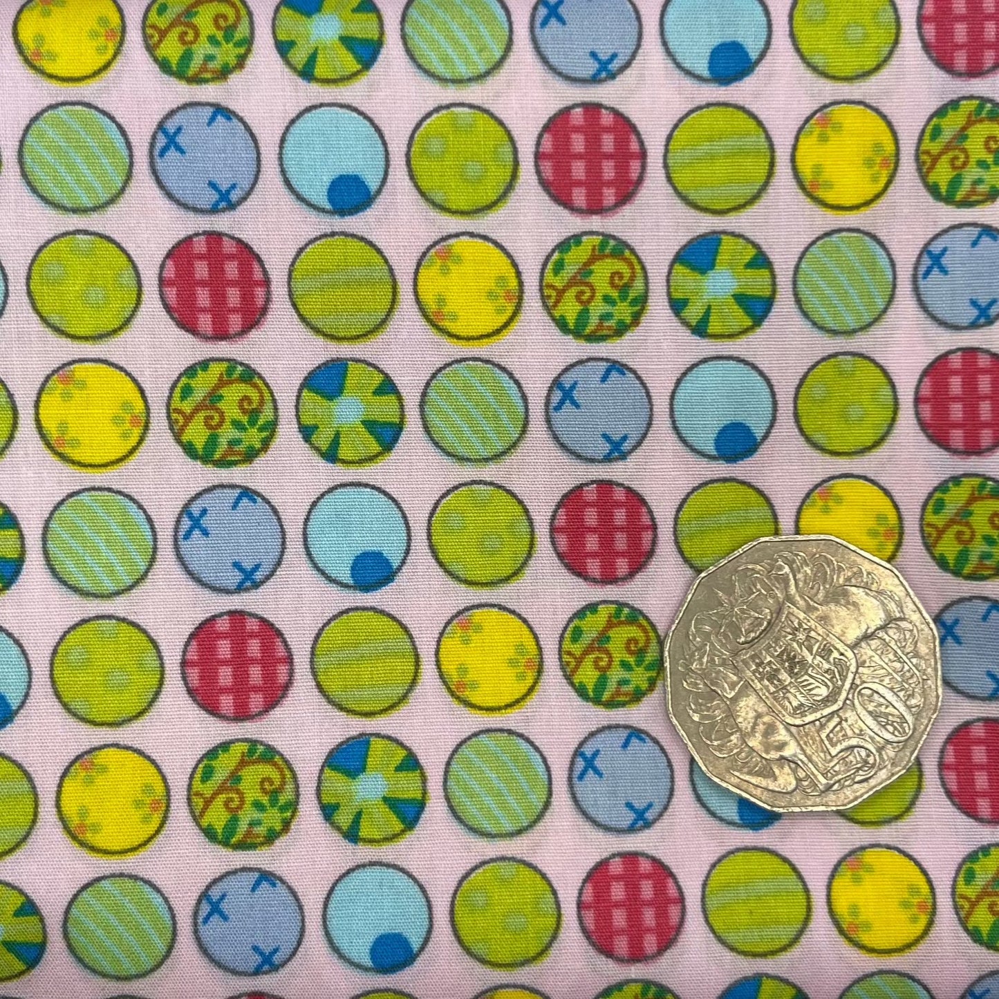 Coloured Circles on Pink