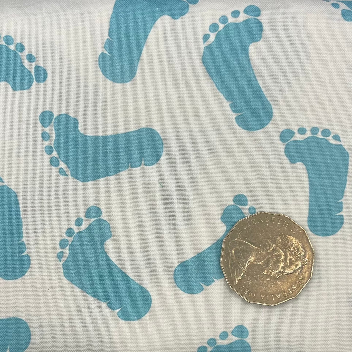 Blue Footprints on White