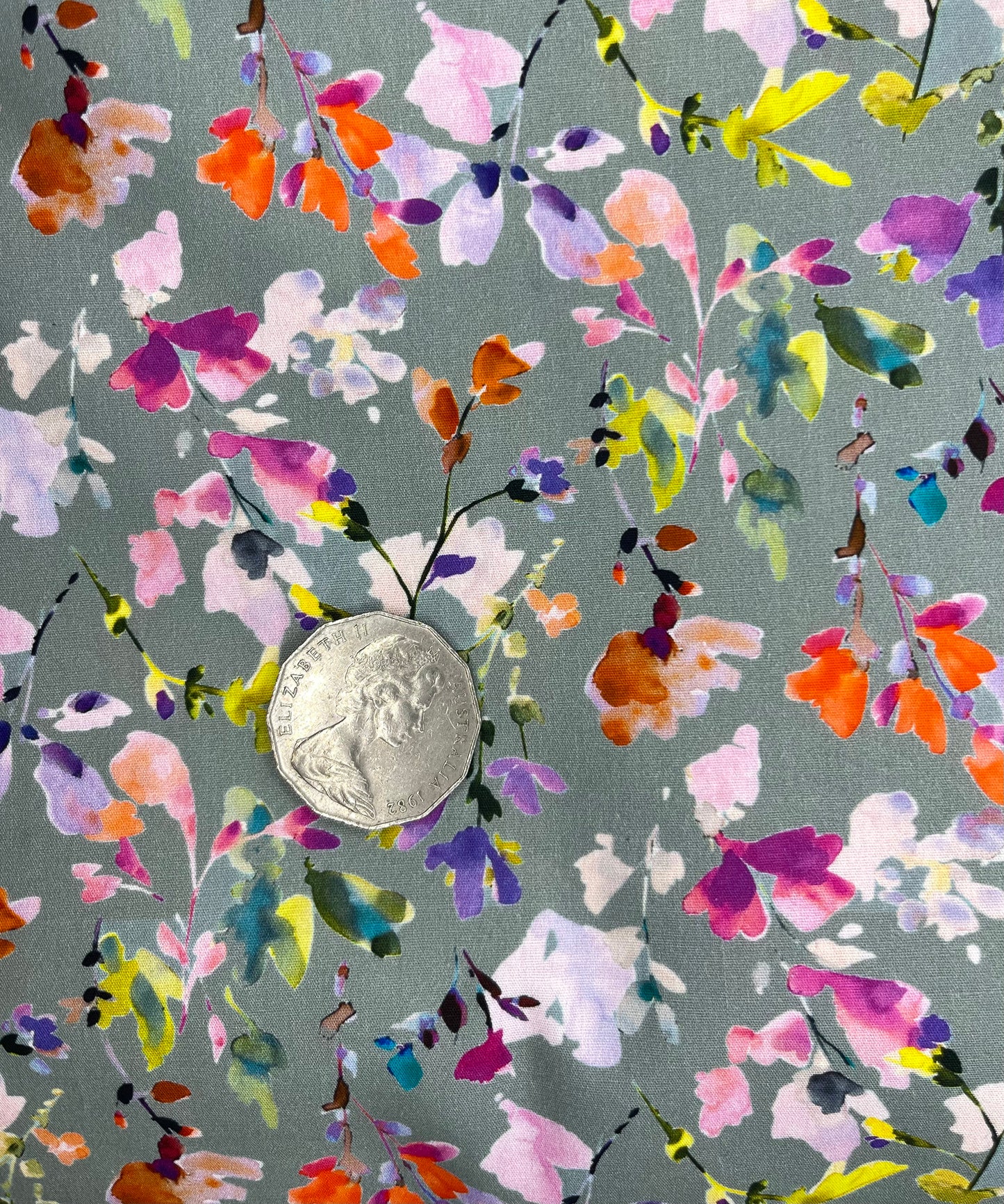 Bright Flowers on Grey