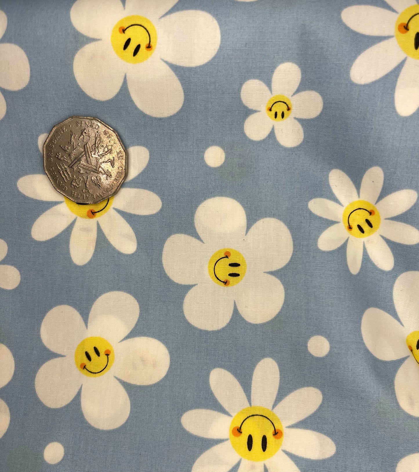 Happy Daisies on Light Blue