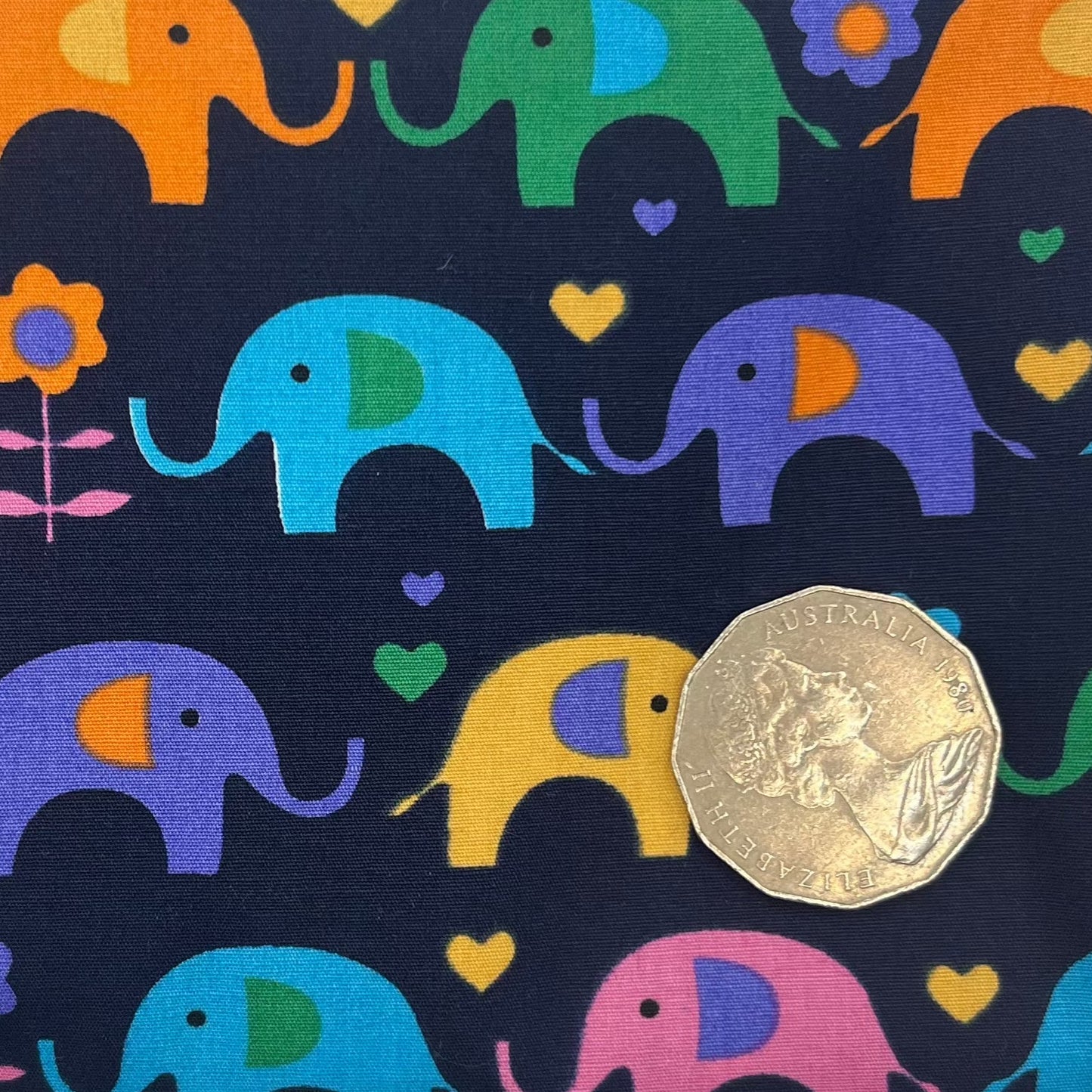 Elephants Bright on Navy
