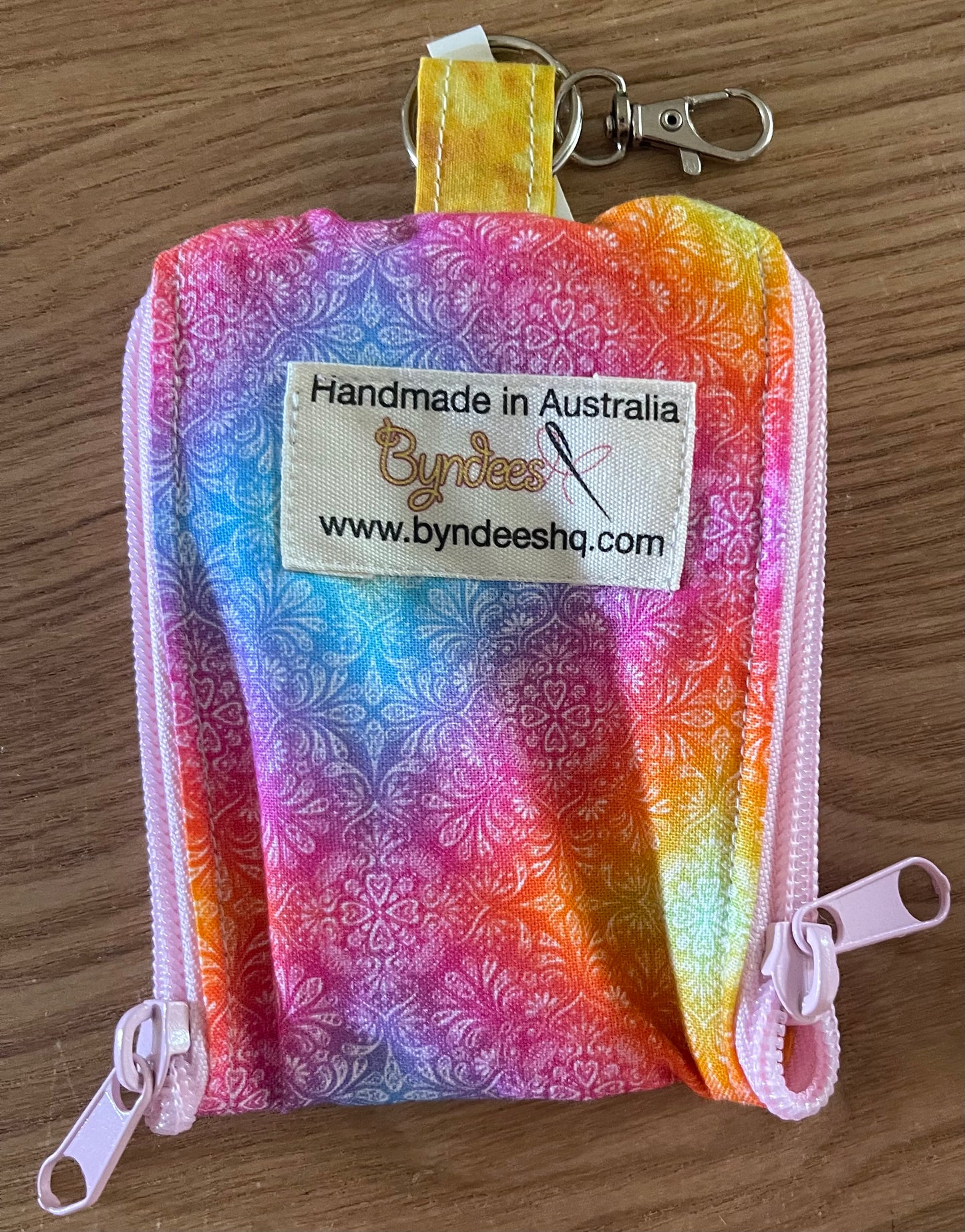 2 Pocket Zipper Keychain Purse - Dots & Bright Patterns