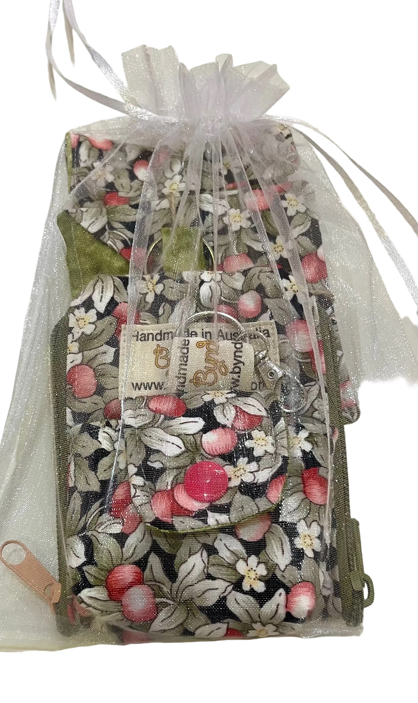 Accessories Kit - Cherries and Flowers w Olive Lining
