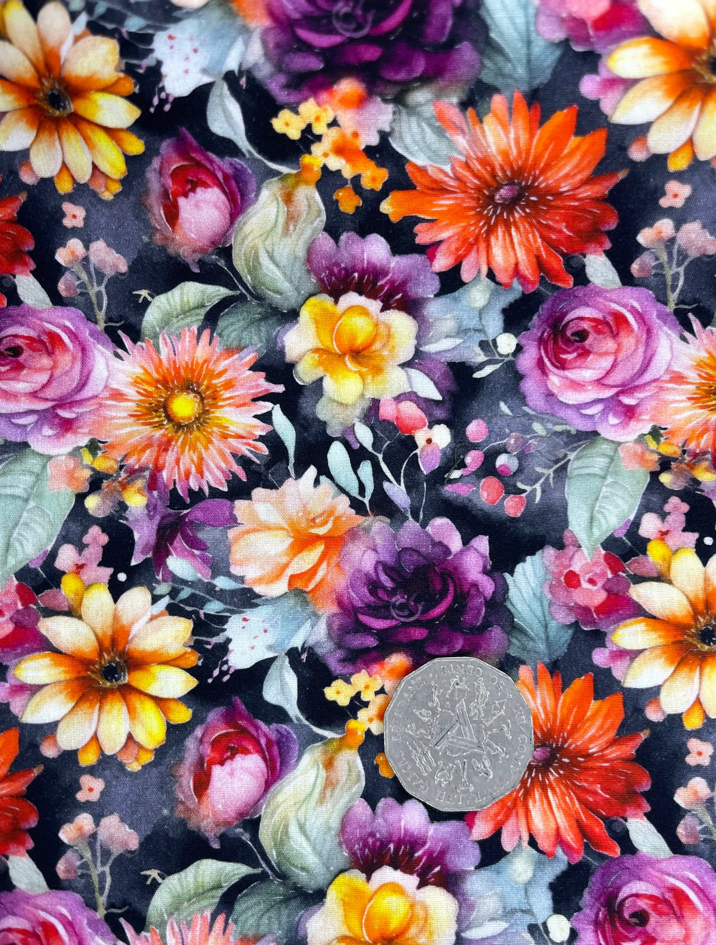 Bright Flowers on Black/Grey