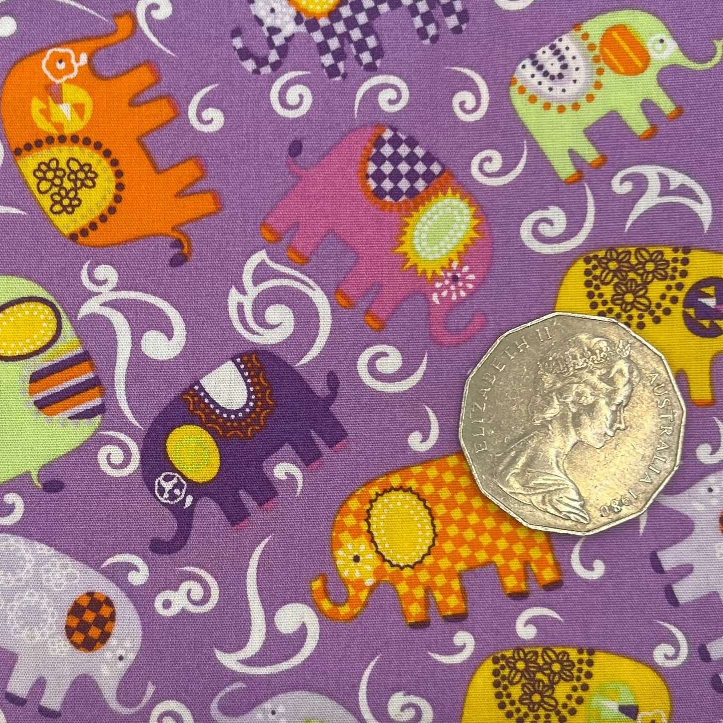 Elephants Bright on Purple