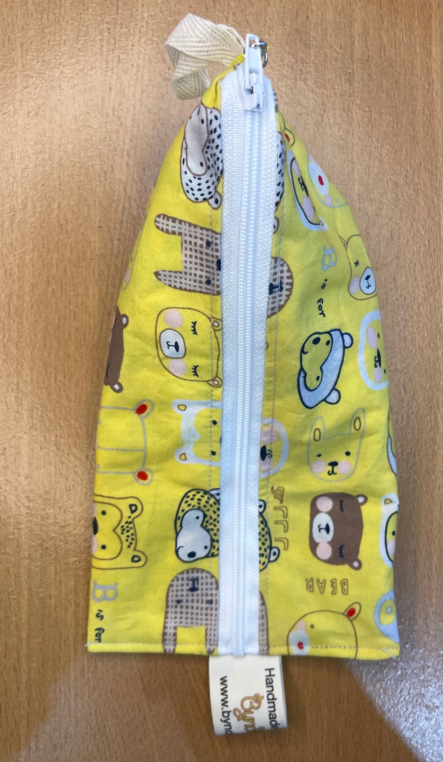 Triangle Pencil Case - Bears on Yellow
