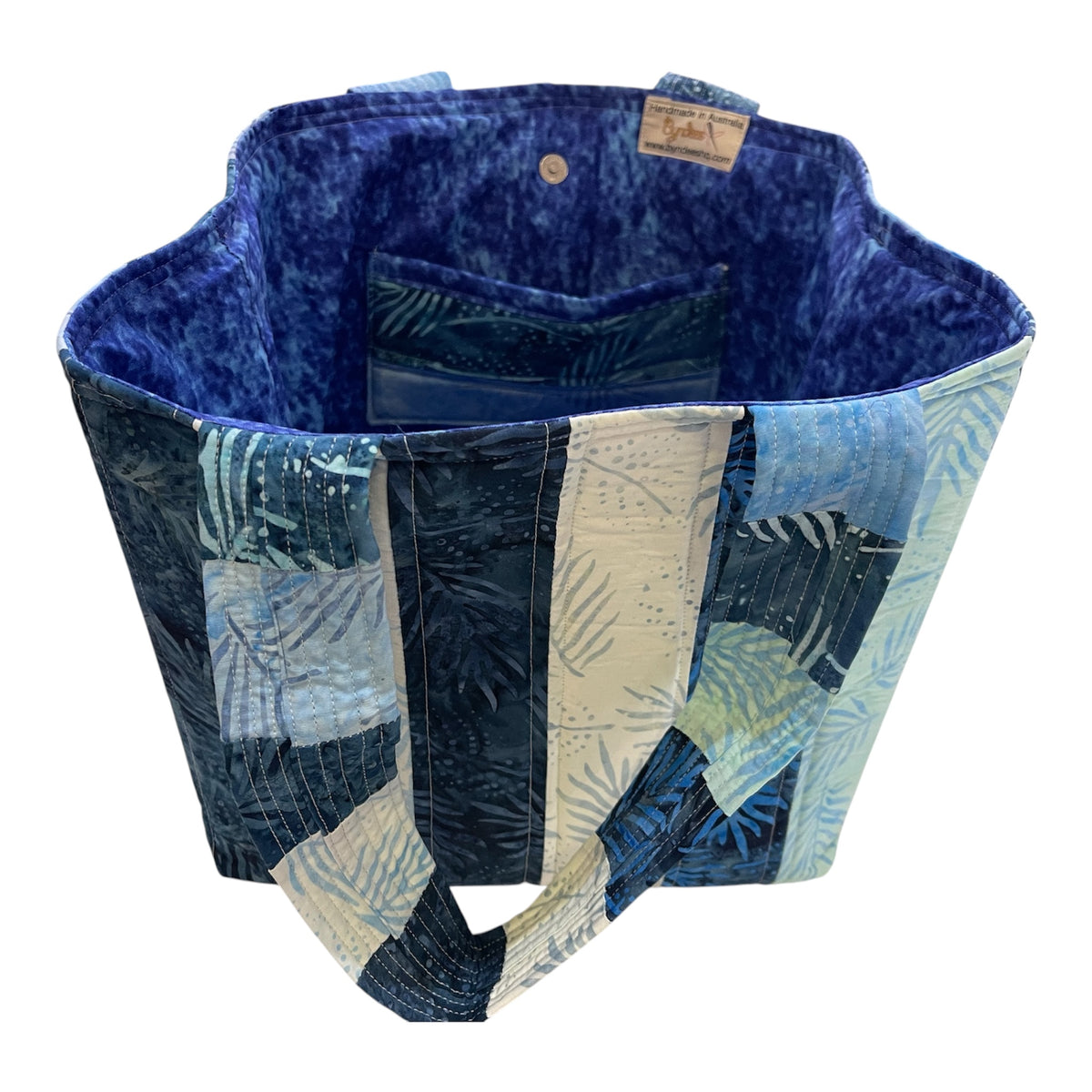 Totally Fun Bag - Beige Flowers & Stars with Blue Lining