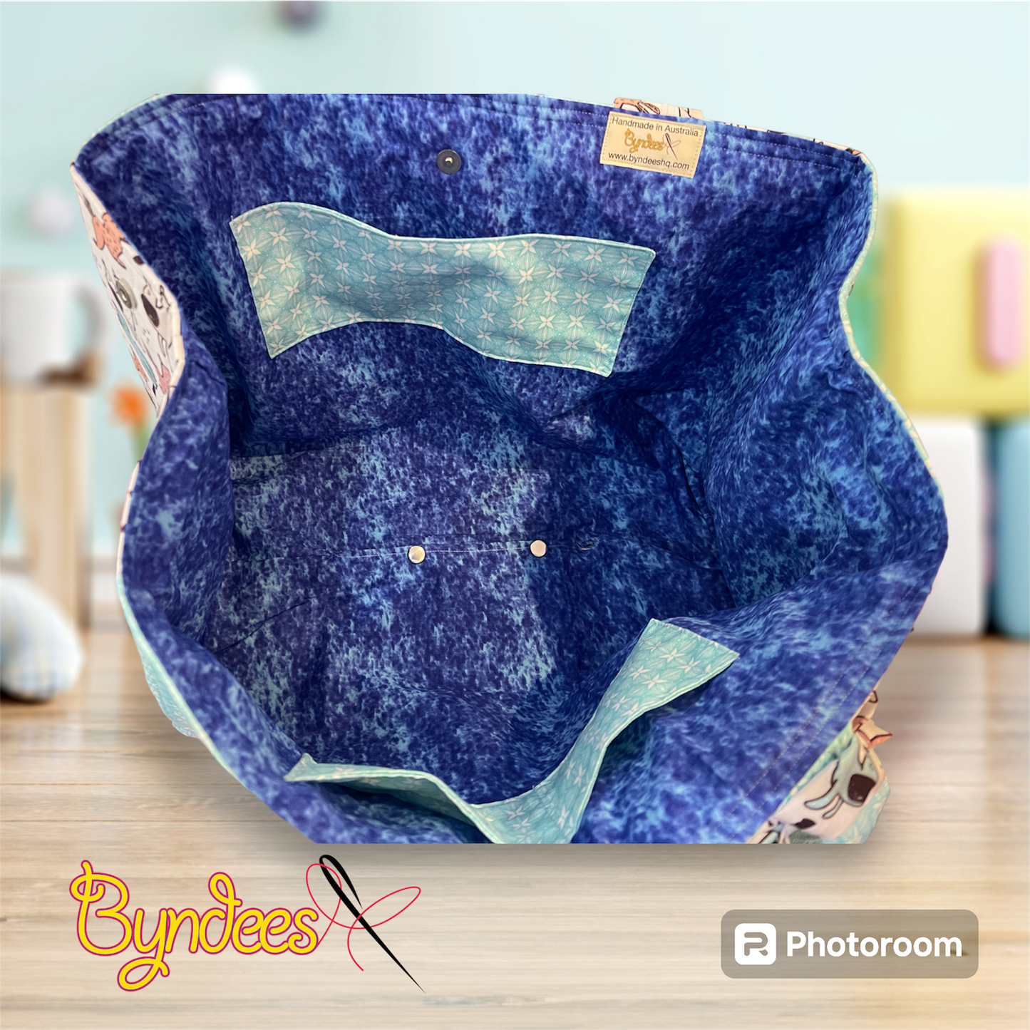 Envy Bag - Cartoon Dogs with Blue Lining