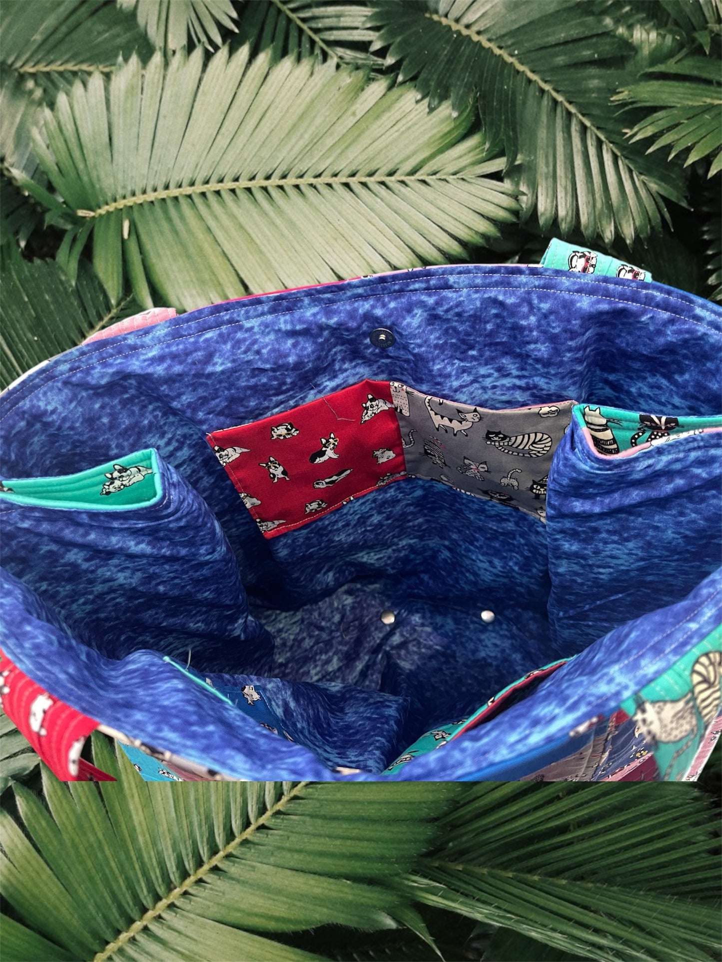 Everything Bag - Cats & Dogs with Blue Lining