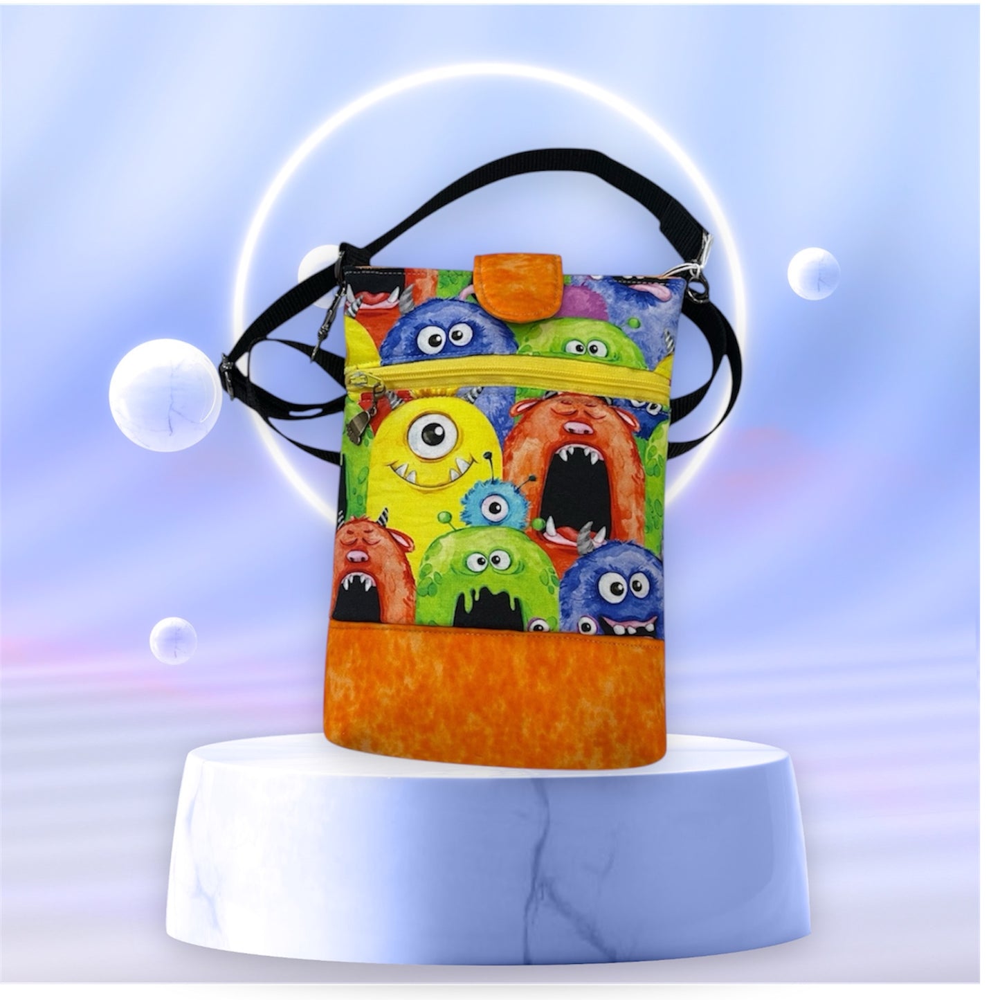 Mobile Phone & Wallet Bag - Monsters w Orange Lining