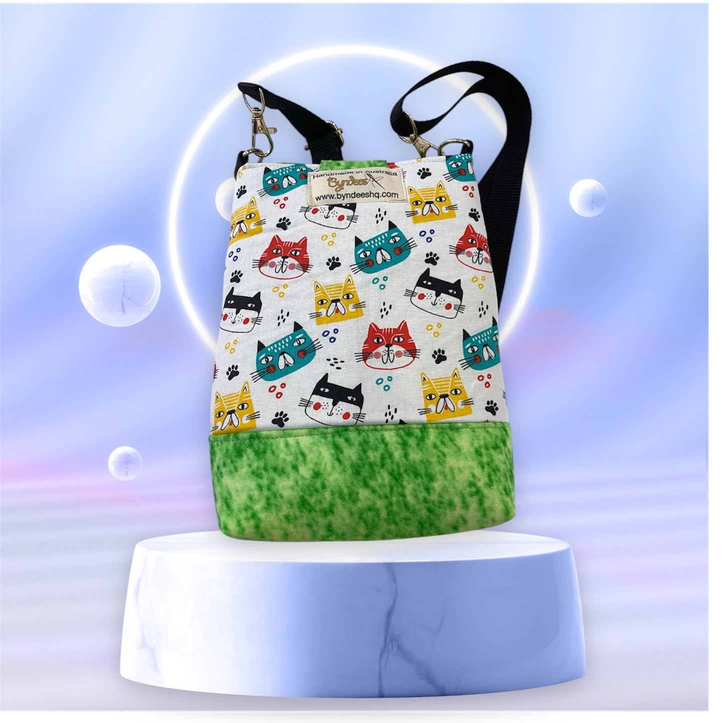 Mobile Phone & Wallet Bag - Cats w Green Lining