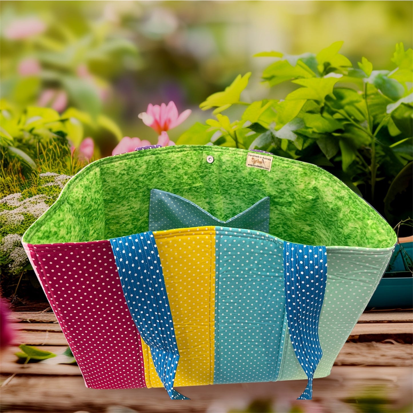 Envy Bag - Pastel Dots with Green Lining