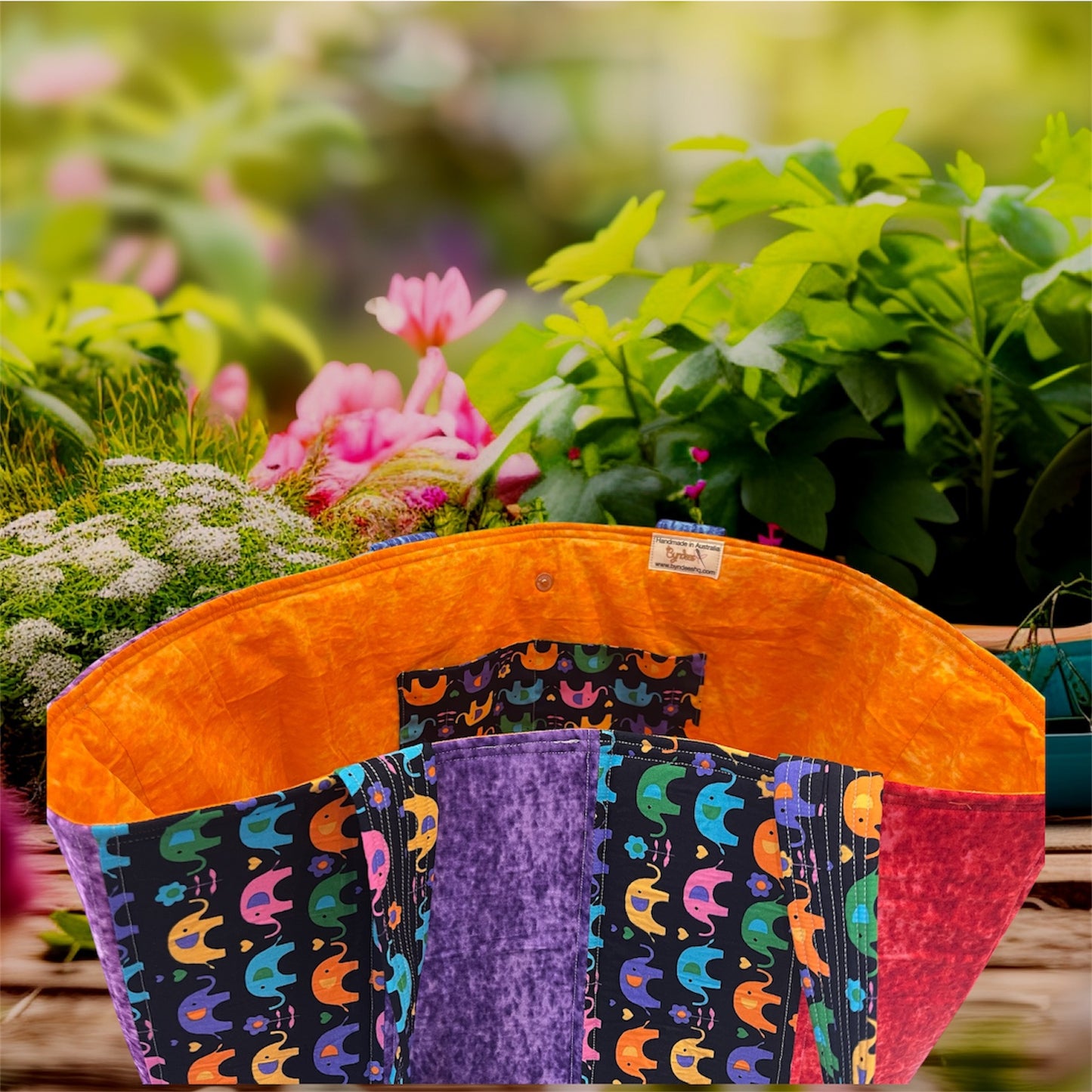Envy Bag - Bright Elepants & Marble with Orange Lining
