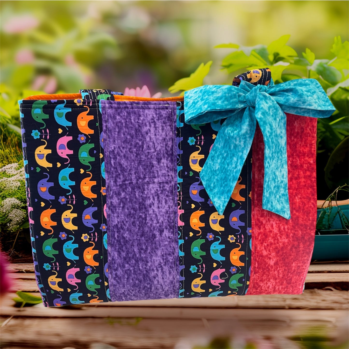 Envy Bag - Bright Elepants & Marble with Orange Lining