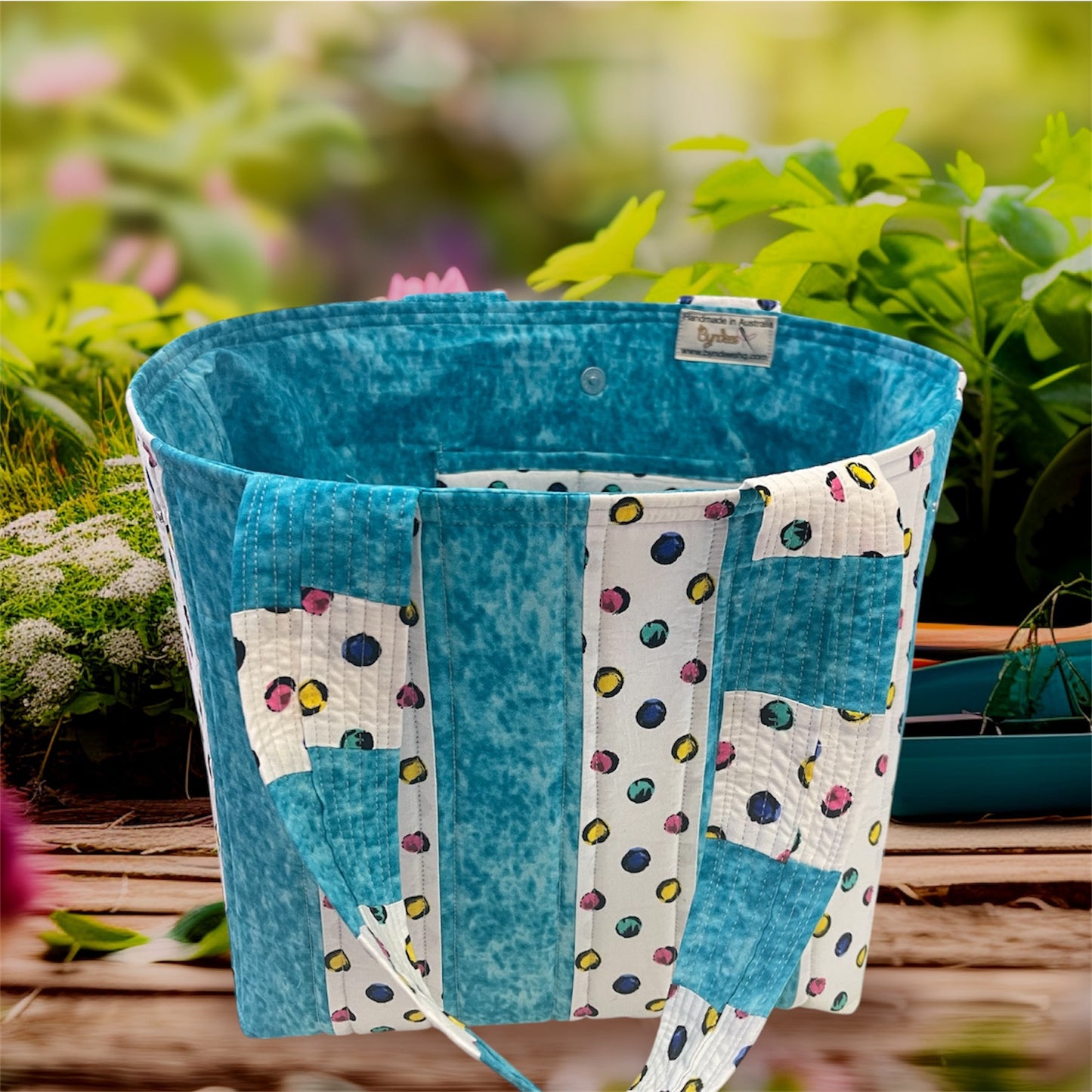 Totally Fun Bag - Cartoon Dots on White with Lite Blue Lining