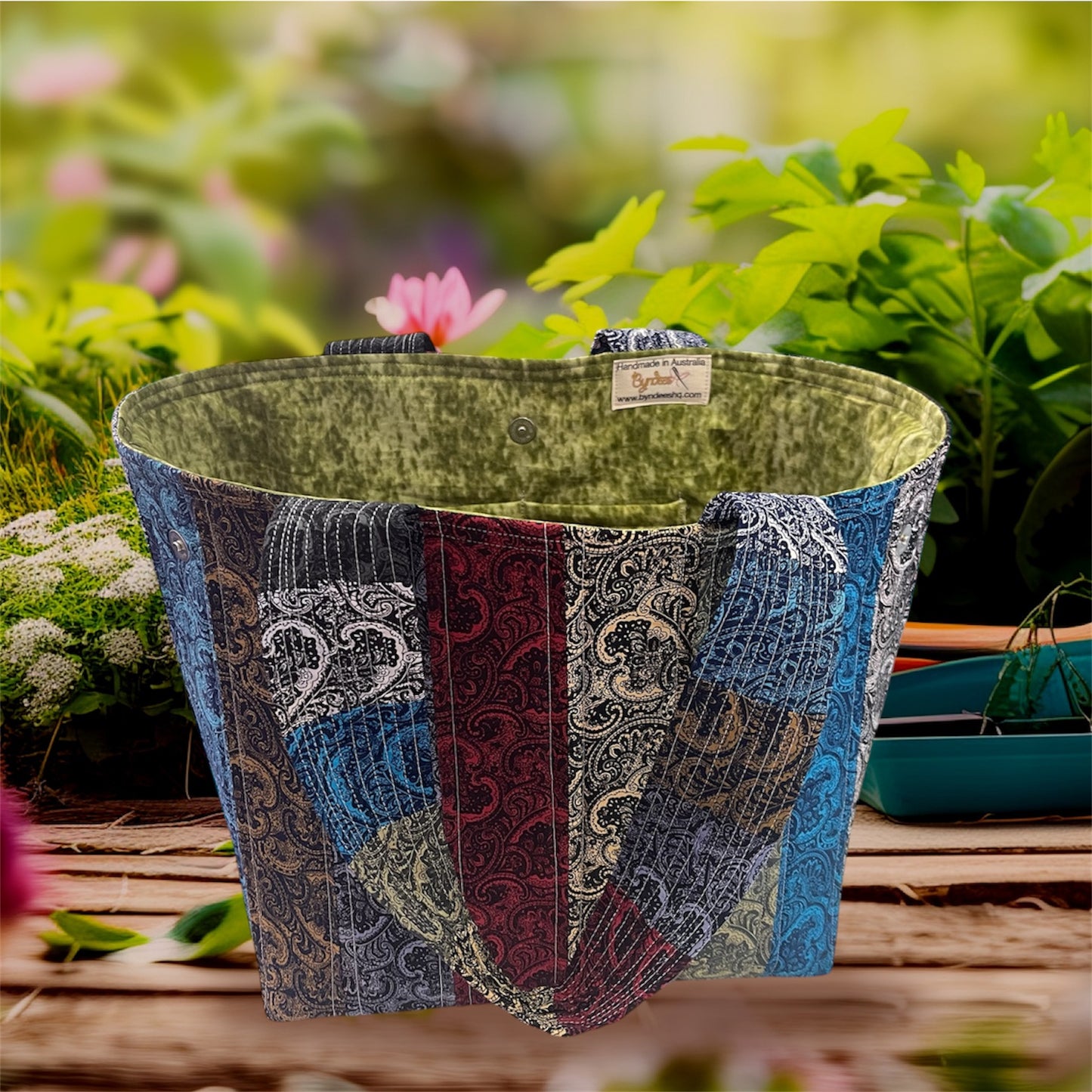 Totally Fun Bag - Paisley with Olive Lining