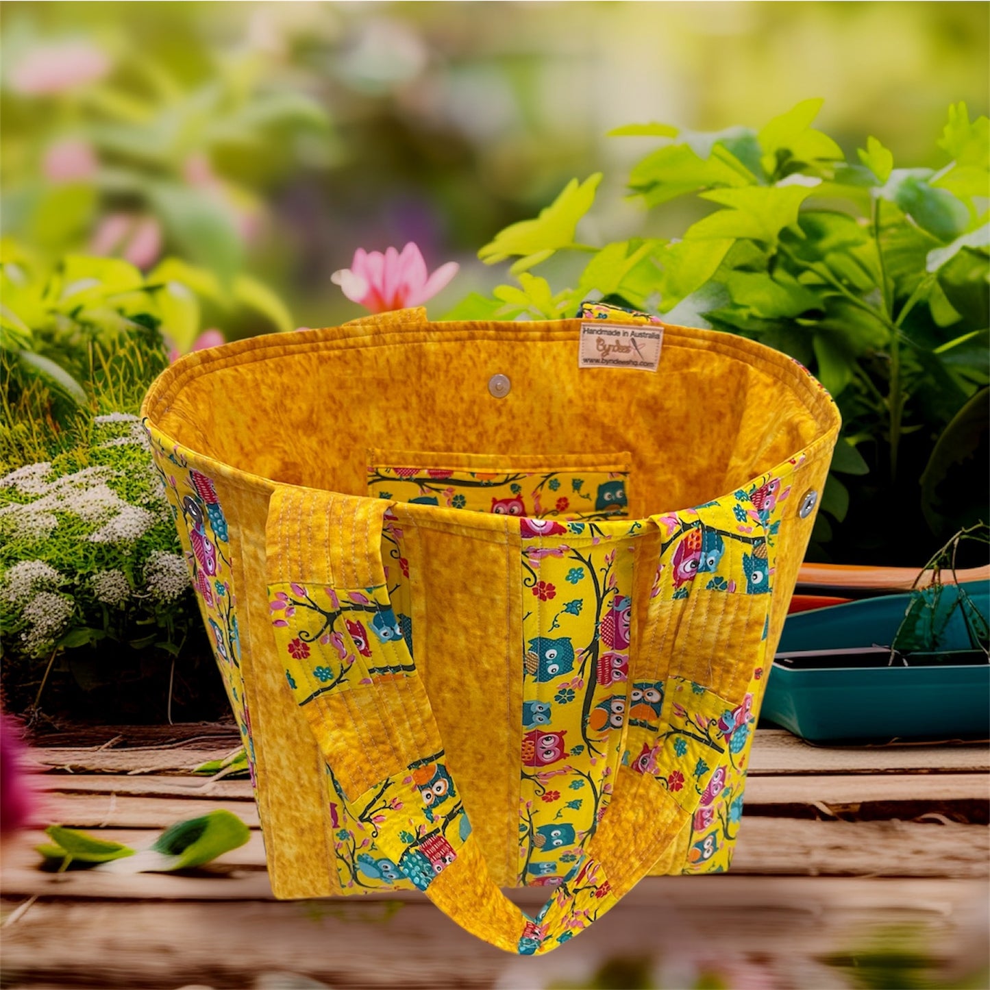 Totally Fun Bag - Owl on Yellow with Yellow Lining