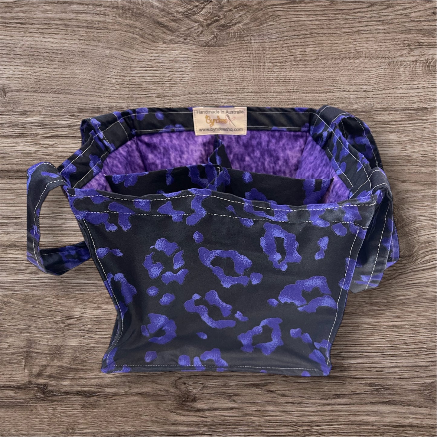 4 Cup Coffee Cup Caddy - Black w Purple Splashes with Purple Lining