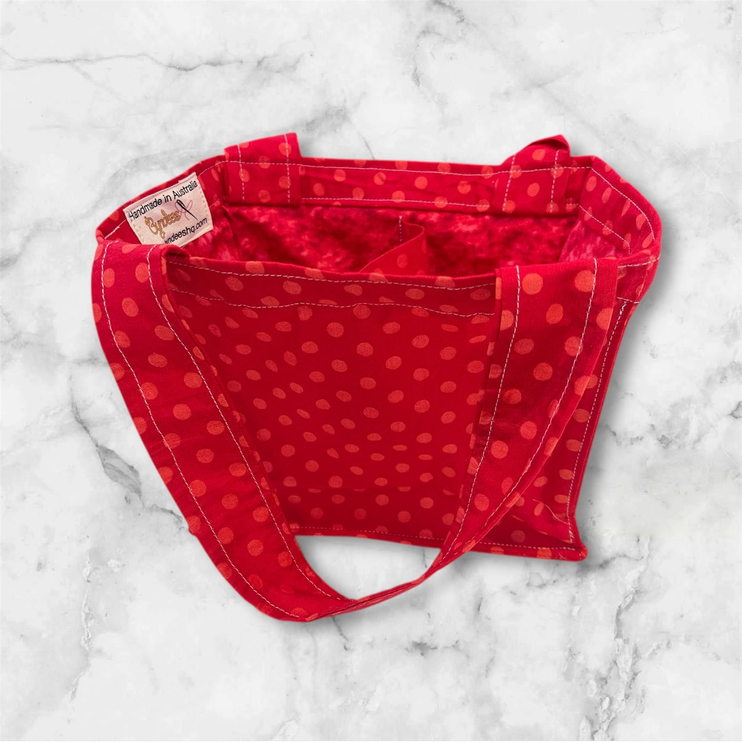 2 Cup Coffee Cup Caddy - Red with Dots w Red lining