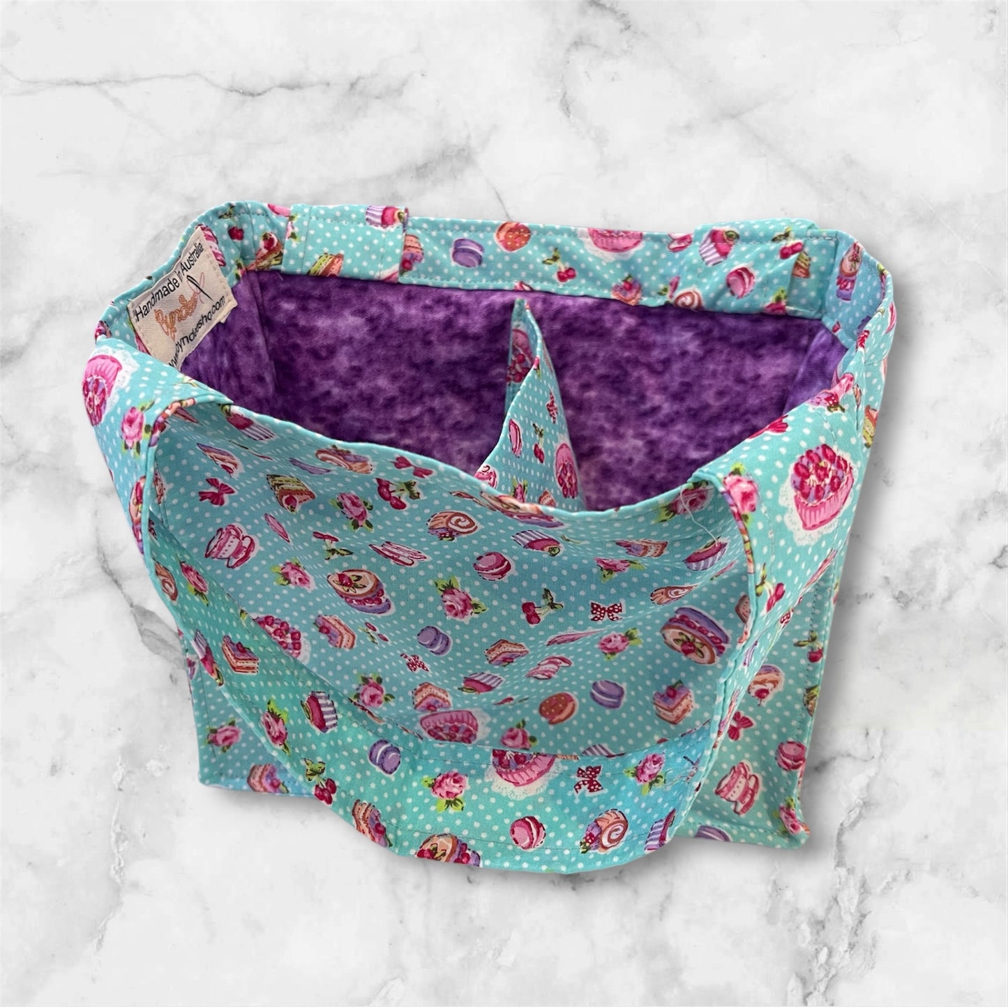 2 Cup Coffee Cup Caddy - Cupcakes w Purple Lining