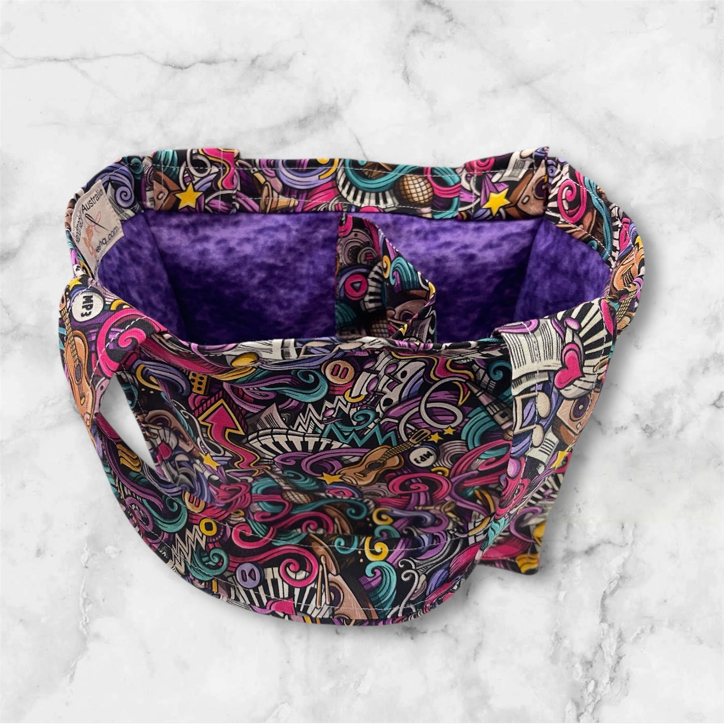 2 Cup Coffee Cup Caddy - Music w Purple Lining