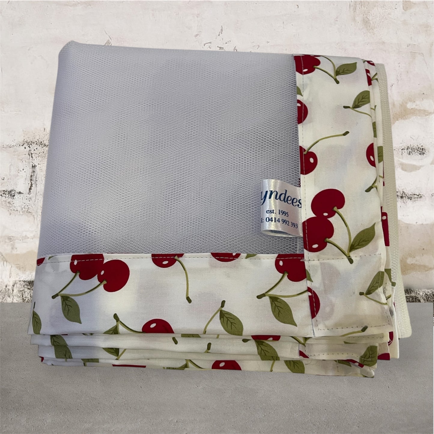 Food Net Cover - Cherries on White