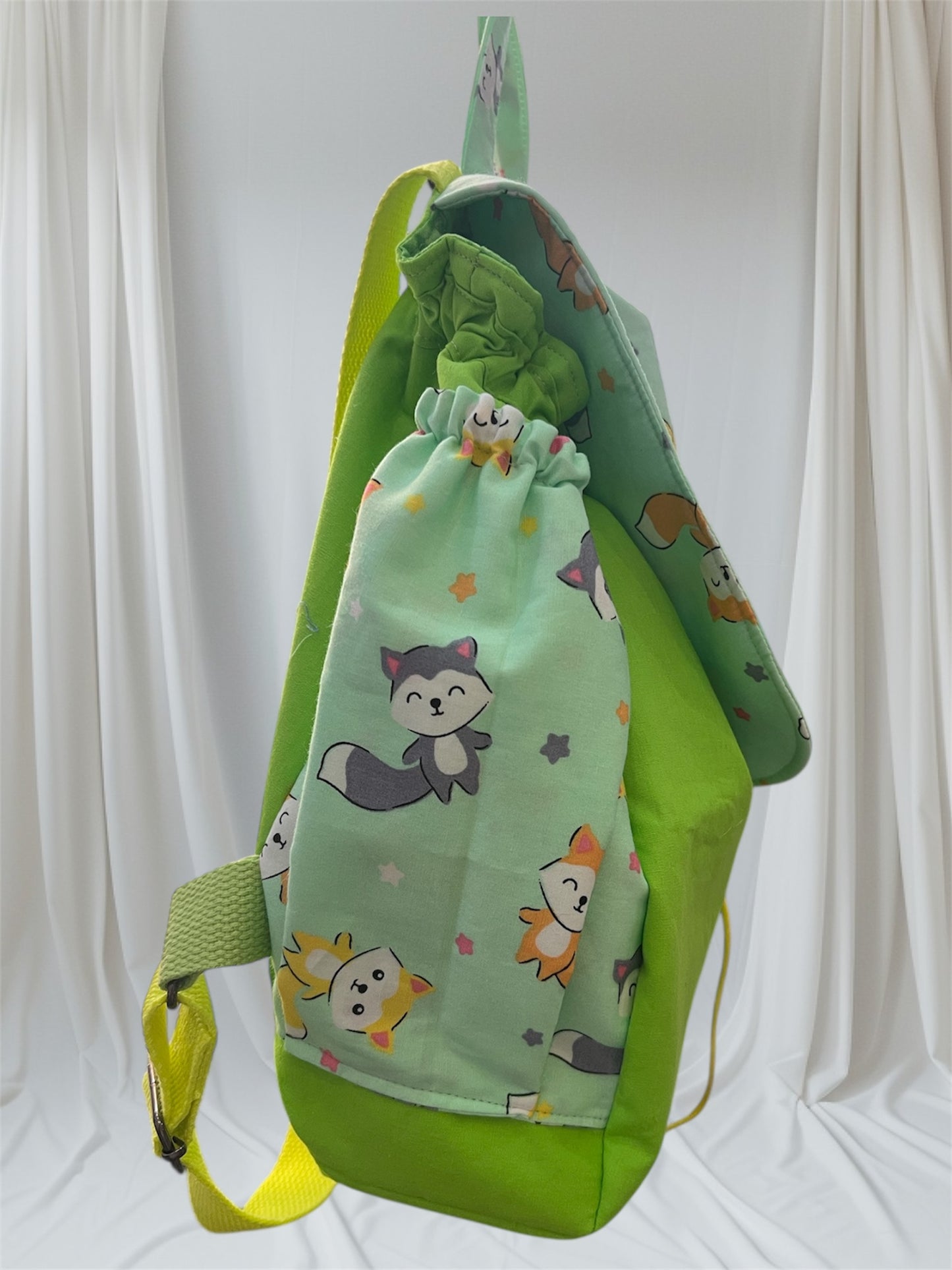 Toddler’s Backpack - Foxes on Green with Green