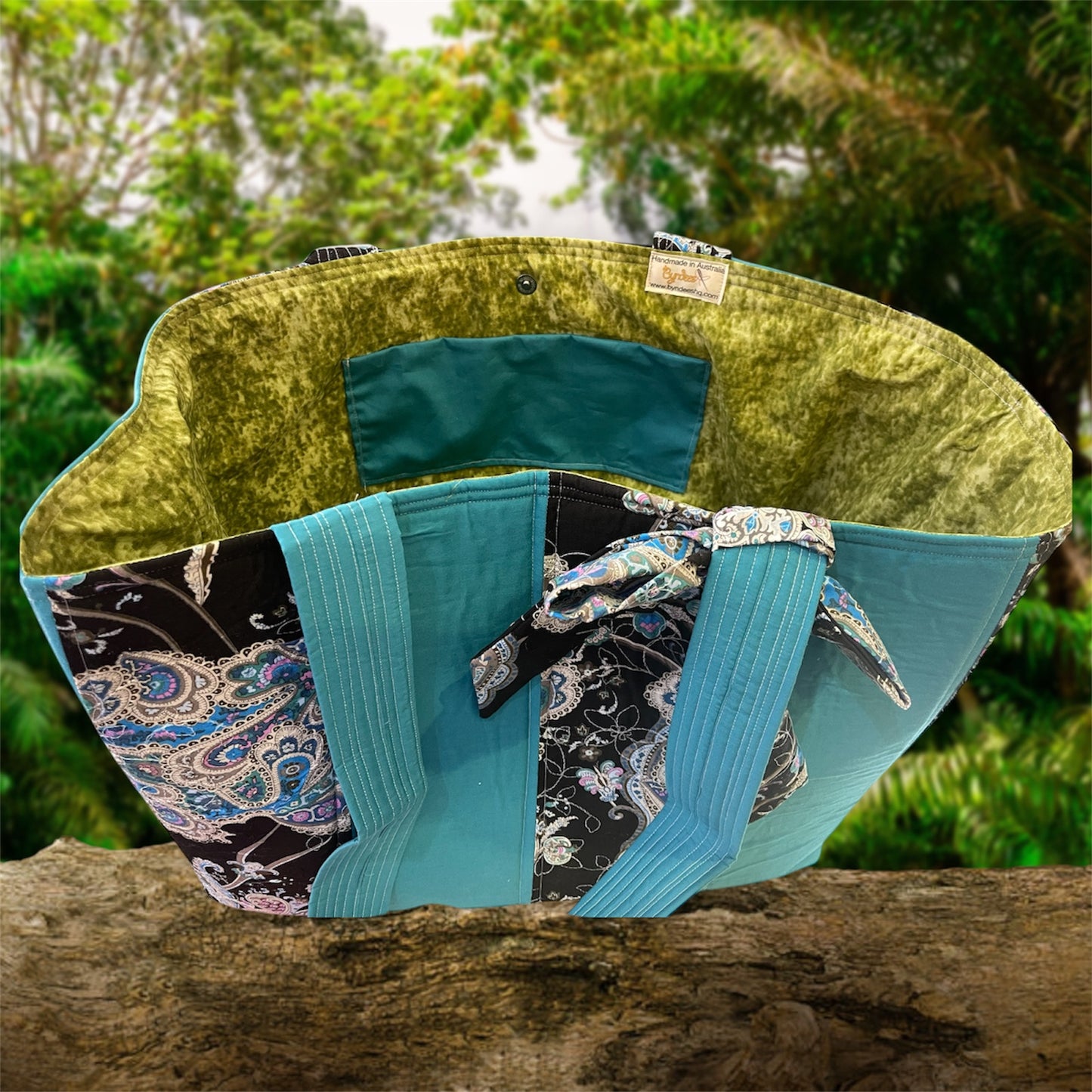 Envy Bag - Paisley & Teal with Olive Lining