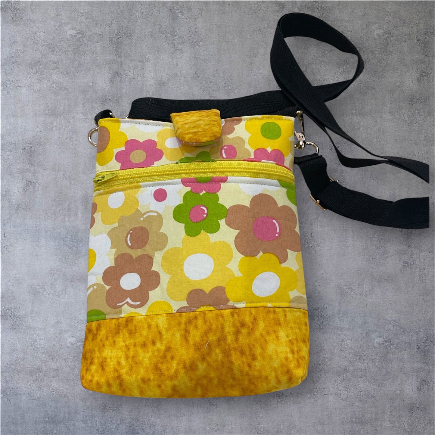 Mobile Phone & Wallet Bag - Bright Yellow Flowers