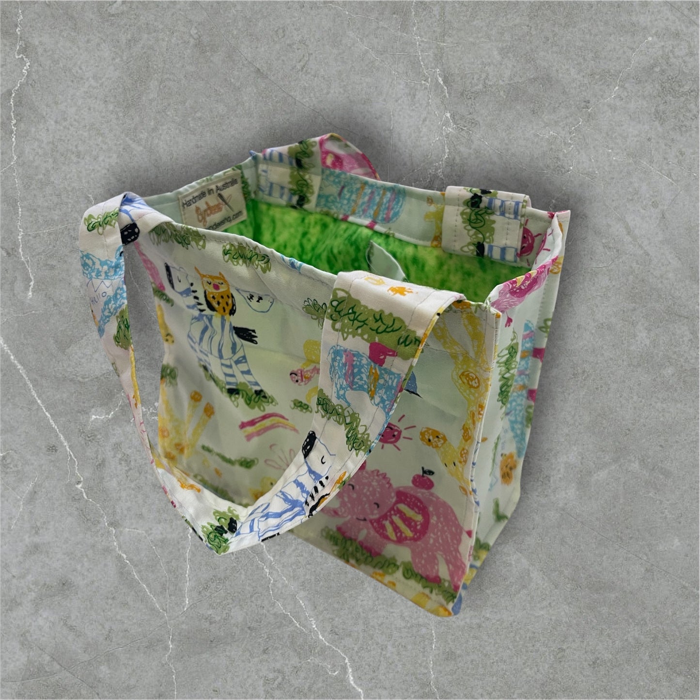 2 Cup Coffee Cup Caddy - Cartoon Animals w Green Lining