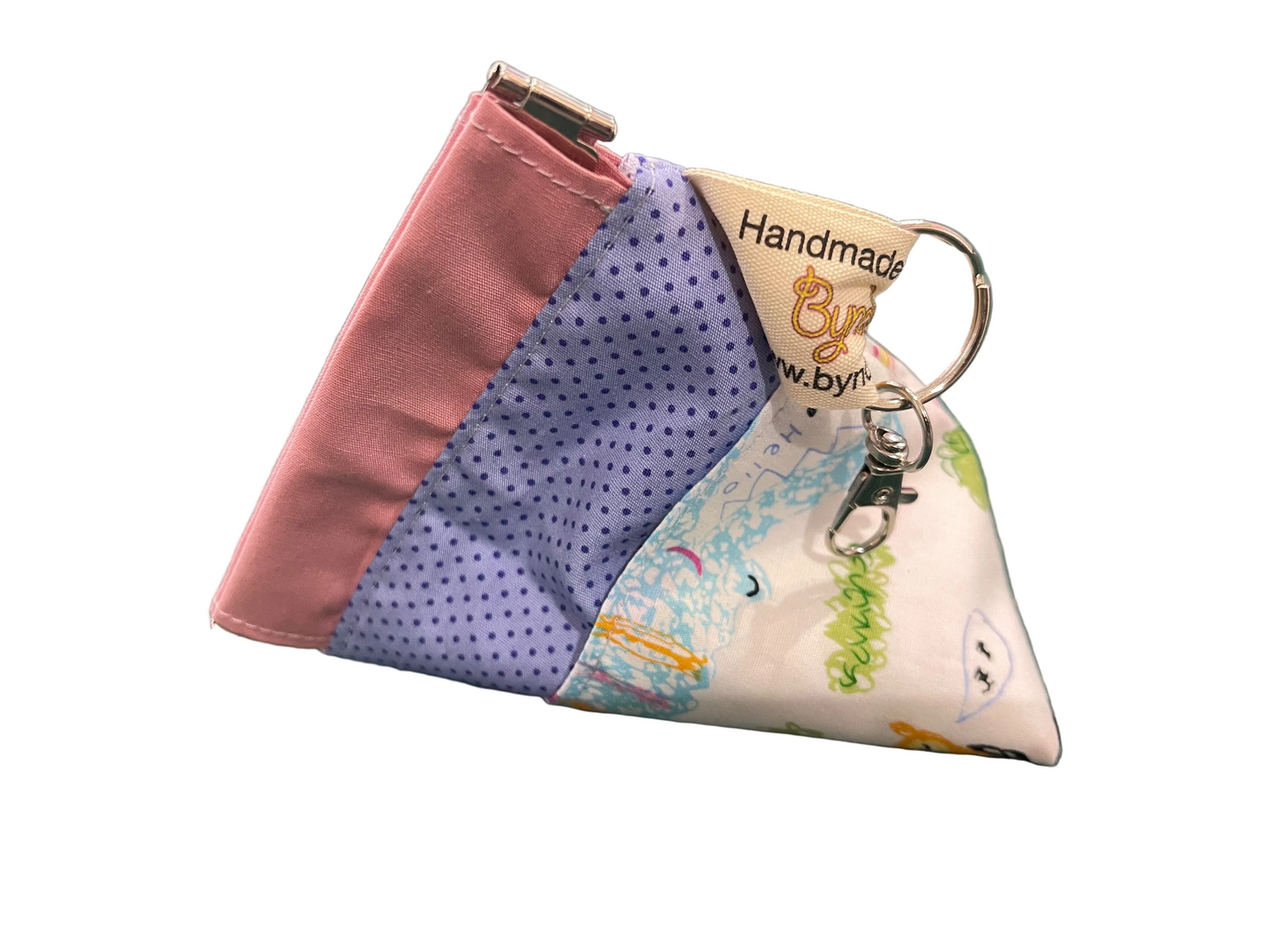 Small Snap Keyring Purse - Cartoon Animals with Lite Pink