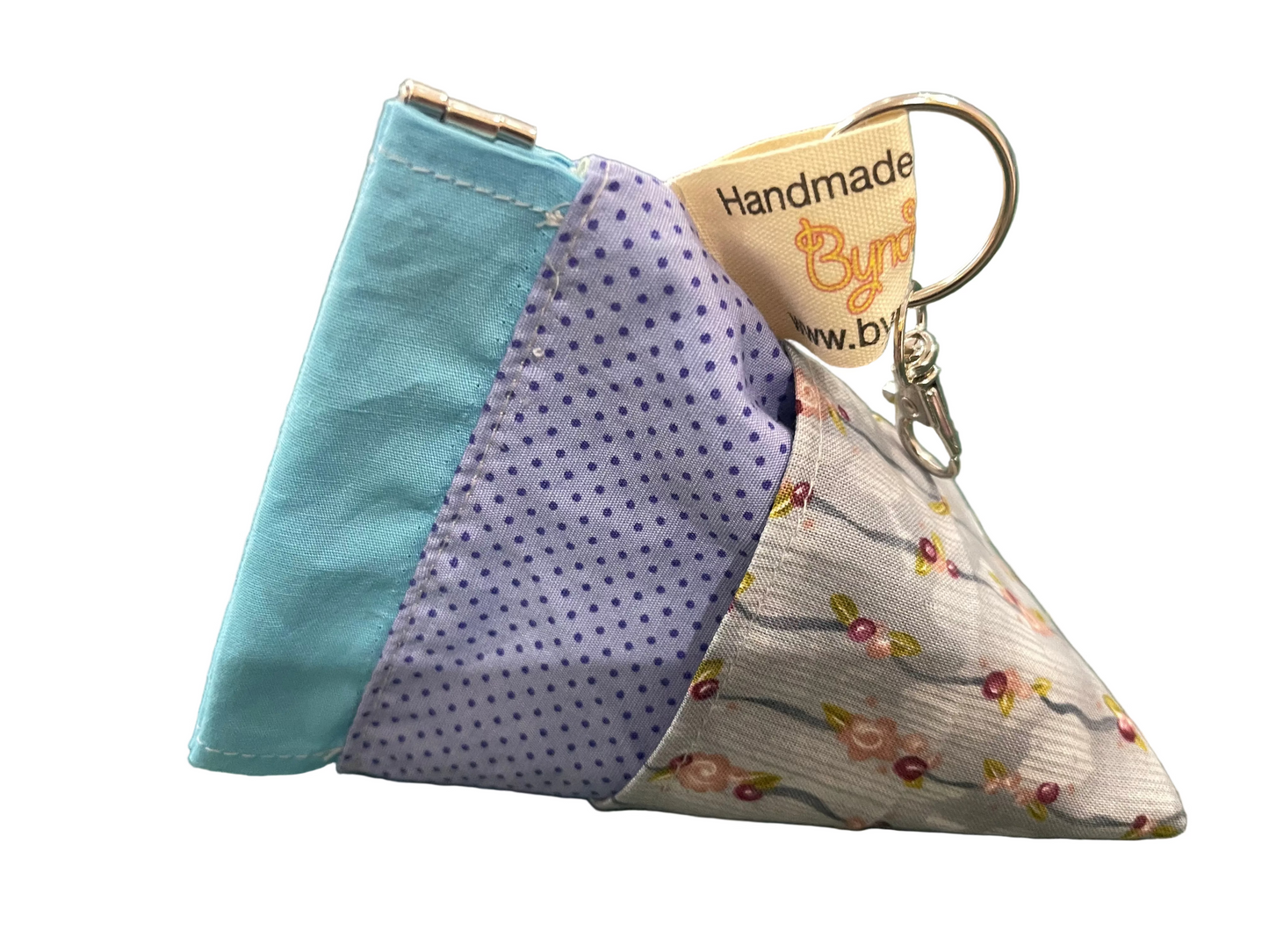 Small Snap Keyring Purse - Blue Floral with Lite Blue