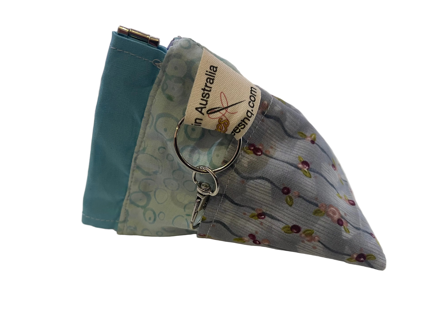 Small Snap Keyring Purse - Blue Floral with Lite Blue