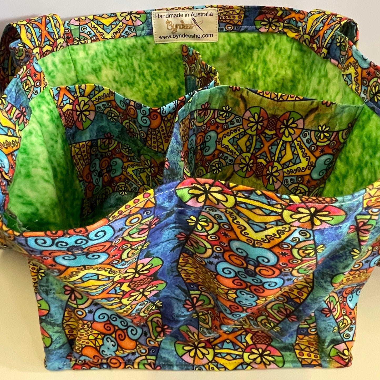 4 Cup Coffee Cup Caddy - Blue & Green Swirls