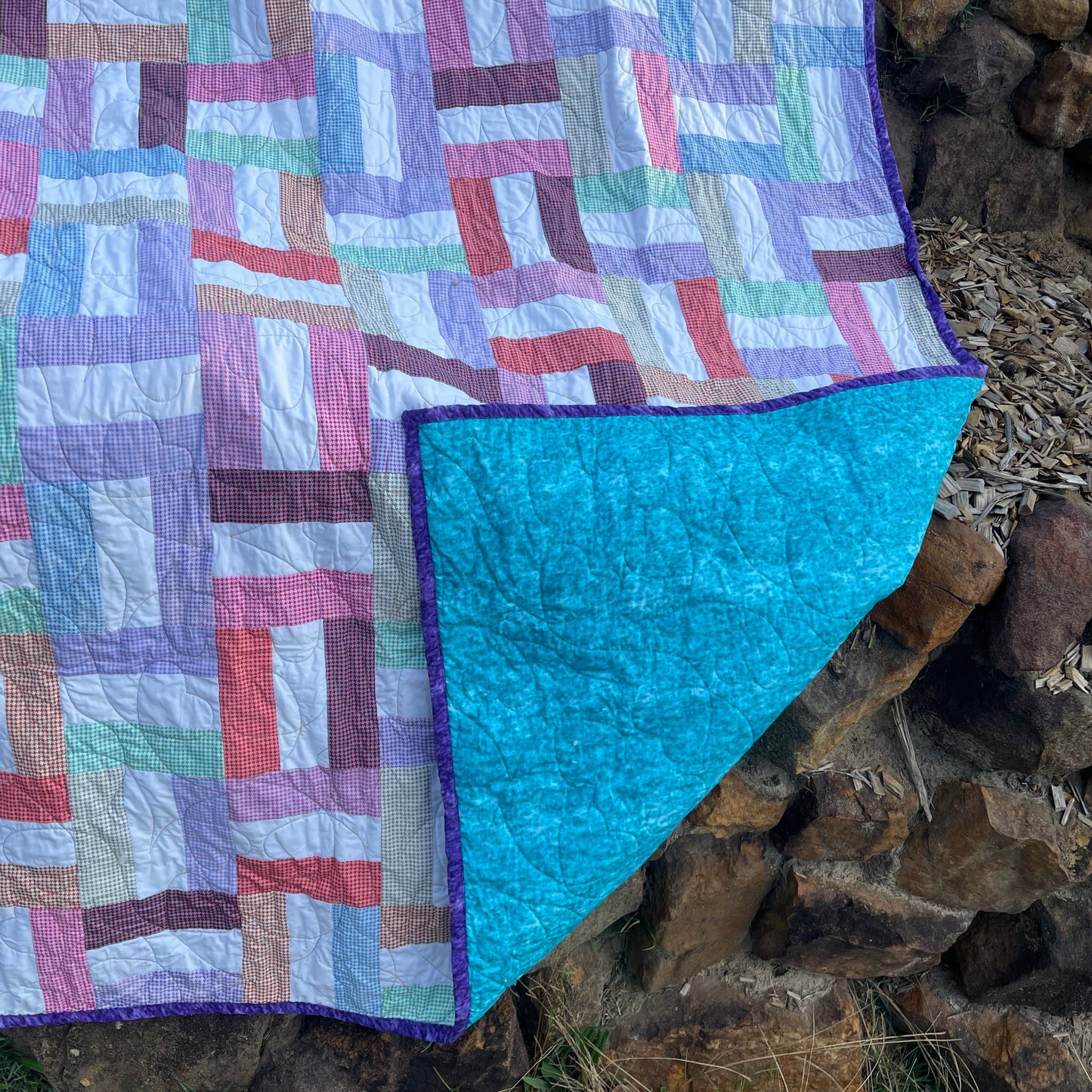 Pastel Stars Quilt with White Quilt Finished Size 56" x 68" Approx