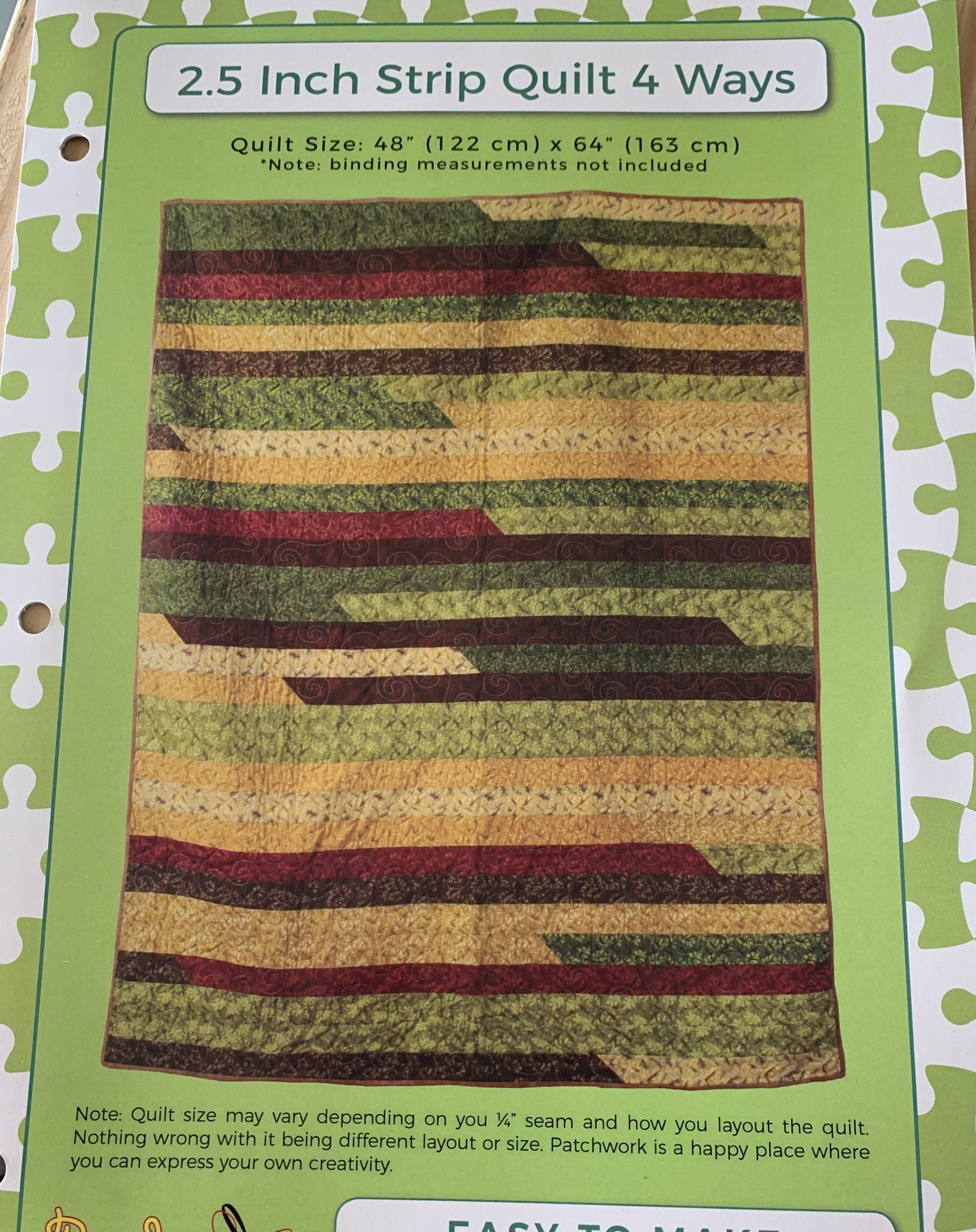 2.5" Inch Strip Quilt Pattern Byndees
