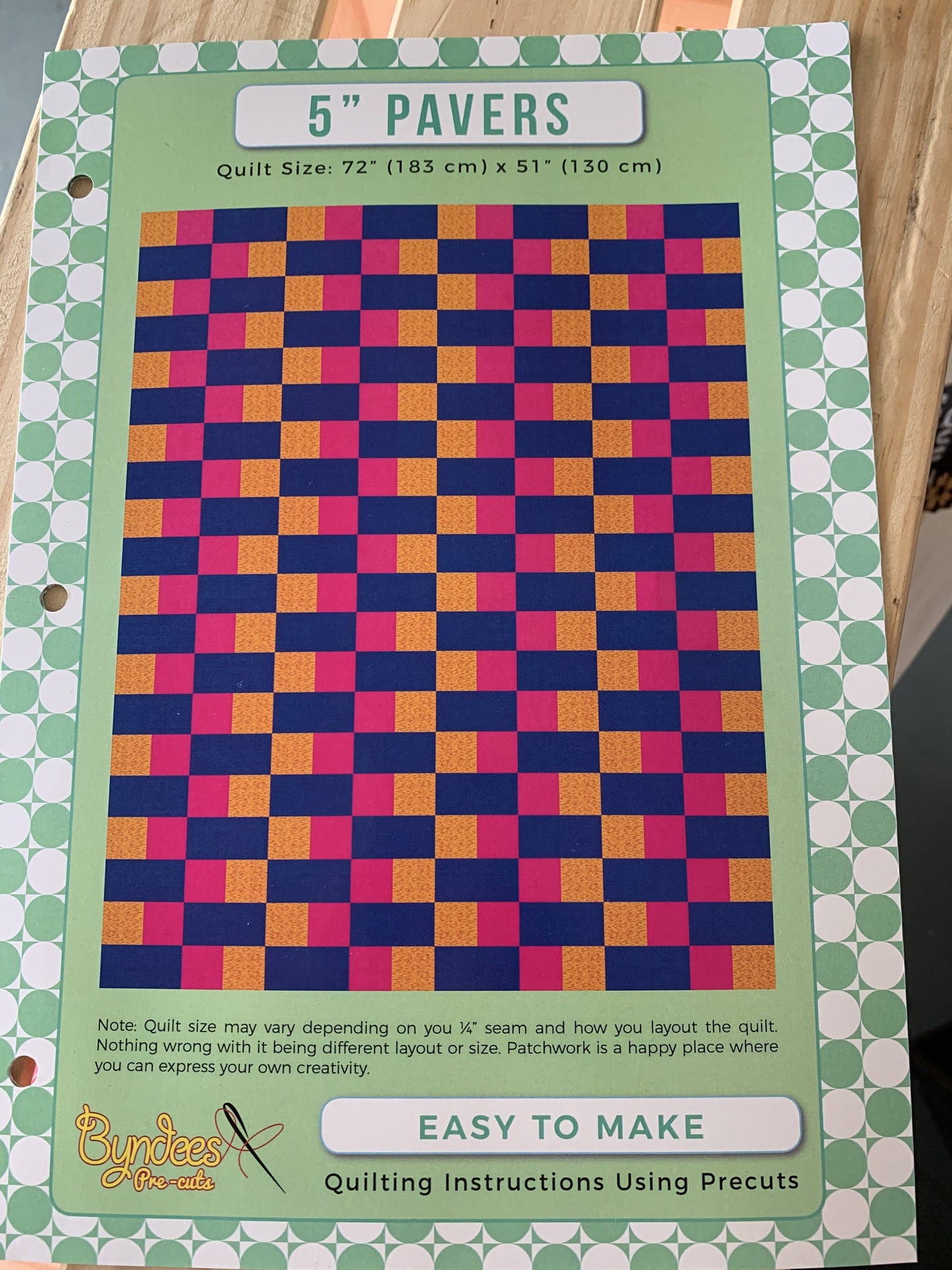 5" Pavers Pattern - Using 5" Strips Byndees