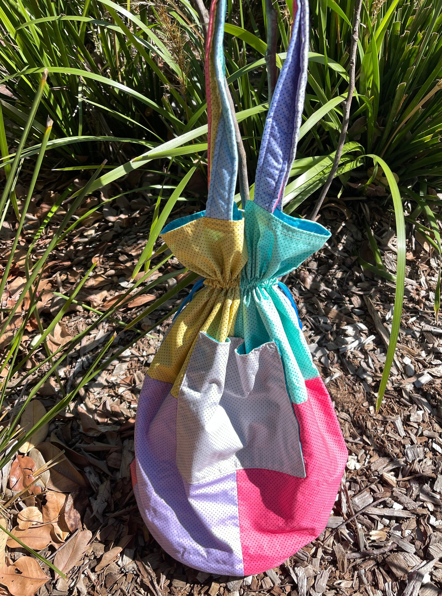 Duffle Bag - Small Dots with Light Blue Lining